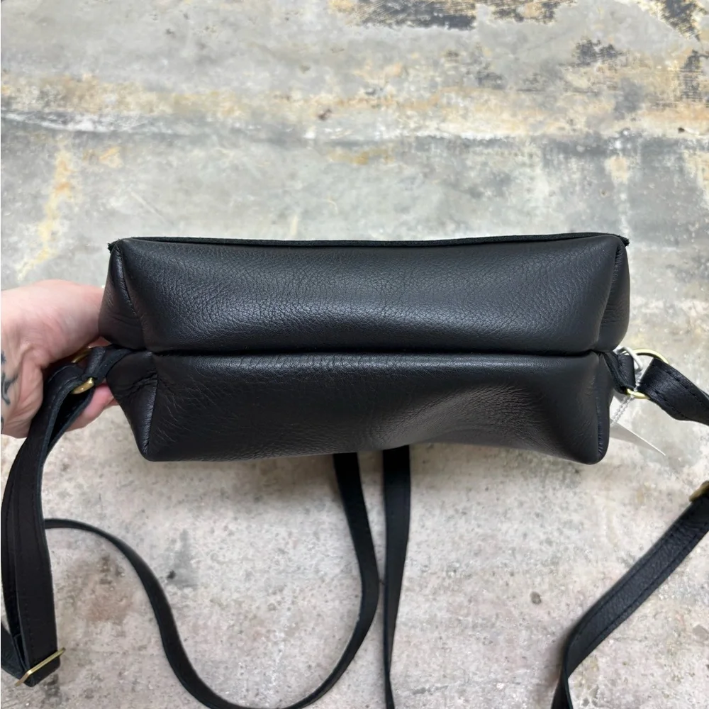 Portland Leather Black Mini Leather Backpack with Gold Hardware